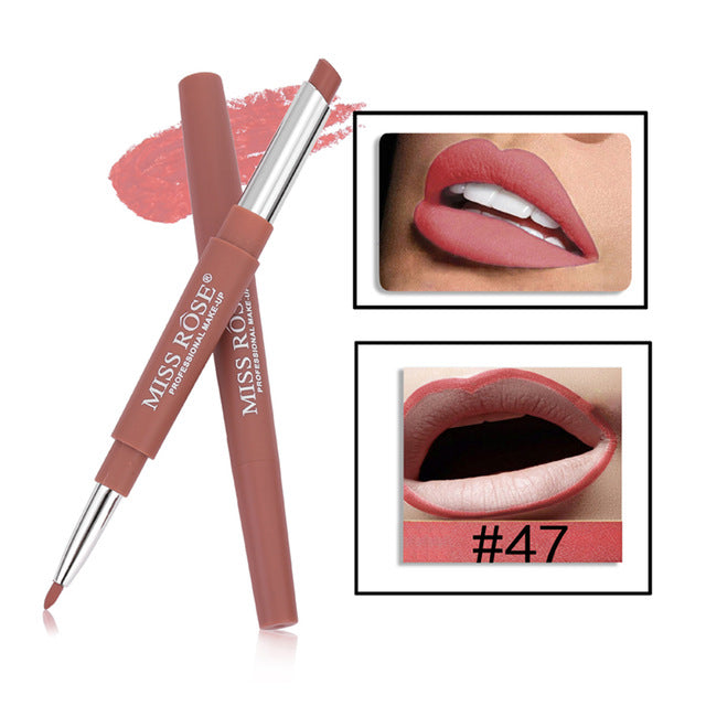 MISS ROSE Most Popular Color Number 01#-06# 2 In 1 Lip Liner Pencil Lipstick Makeup Waterproof Lipliner Pen Makeup Set TSLM2