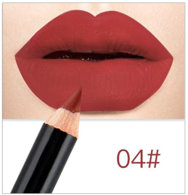 12 Colors Fashion Matte Lip Liner lipstick pen Long Lasting Pigments Waterproof no blooming Smooth soft Makeup tool New