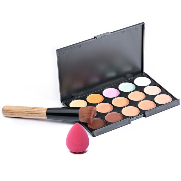 New Face Concealer Makeup Palette +Brushes +Puff Face Base Foundation Bronzer Concealer Contour Pallete Make Up Cosmetics Set