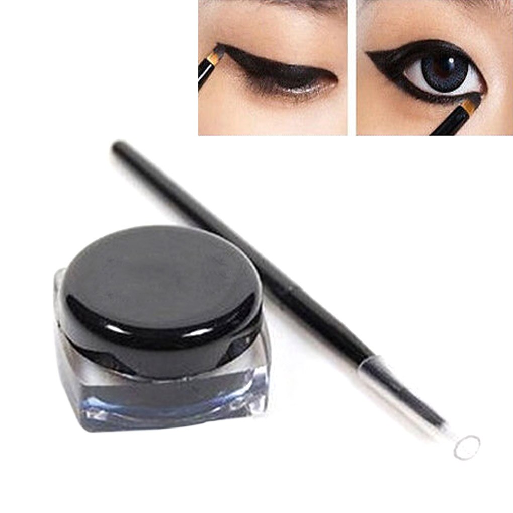 Waterproof Long Lasting Eyeliner Curd eye liner pen And Brush Set Black Makeup