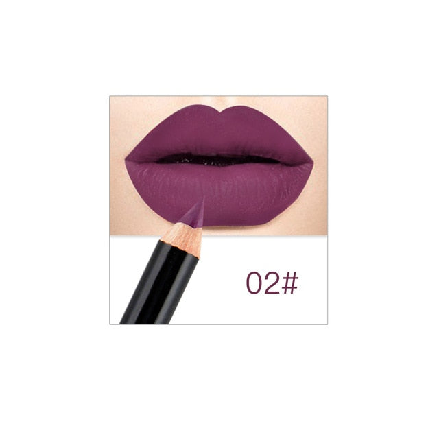 New 12 Colors Lips Liner Pencil Velvet Matte Lipstick Waterproof Smooth Lip Gloss Long Lasting Pigments Glitter Lip Makeup TSLM1