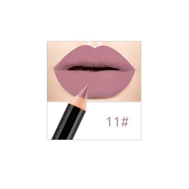 New 12 Colors Lips Liner Pencil Velvet Matte Lipstick Waterproof Smooth Lip Gloss Long Lasting Pigments Glitter Lip Makeup TSLM1