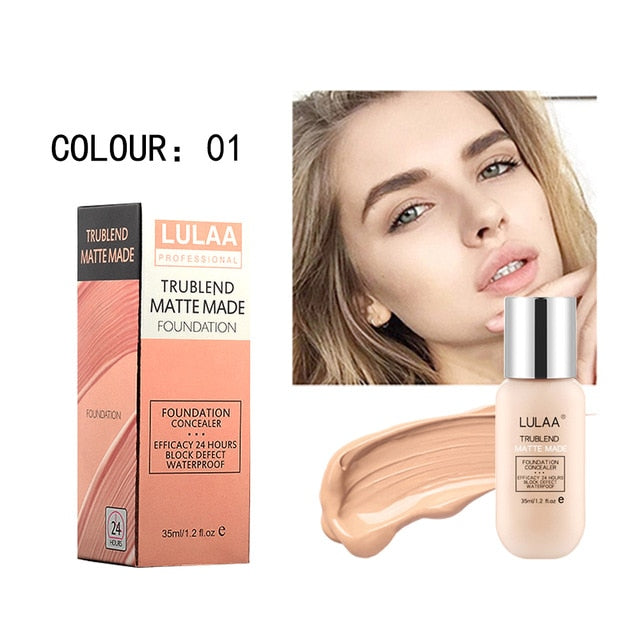 LULAA Full Cover Concealer Make Up Liquid Foundation Makeup Cosmetics Matte Long Lasting Facial Contour Liquid Foundation TSLM1