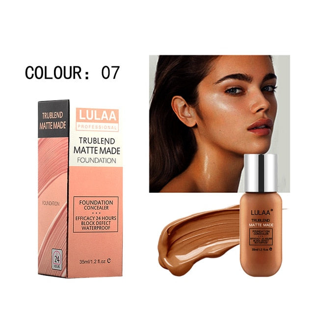 LULAA Full Cover Concealer Make Up Liquid Foundation Makeup Cosmetics Matte Long Lasting Facial Contour Liquid Foundation TSLM1