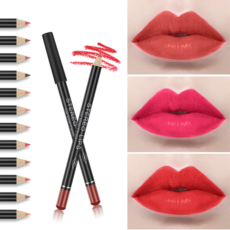 Sexy Matte Lip liner Pigments Waterproof Long Lasting No Blooming Lip Liner Pencil beauty Makeup color optional 12 Color TSLM1