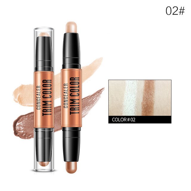 3D Bronzer Highlighter Stick Texture Contour Pencil Foundation Face Make-Up Concealer Pen Multi Effect Double Head Face Palette