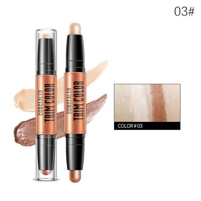 3D Bronzer Highlighter Stick Texture Contour Pencil Foundation Face Make-Up Concealer Pen Multi Effect Double Head Face Palette