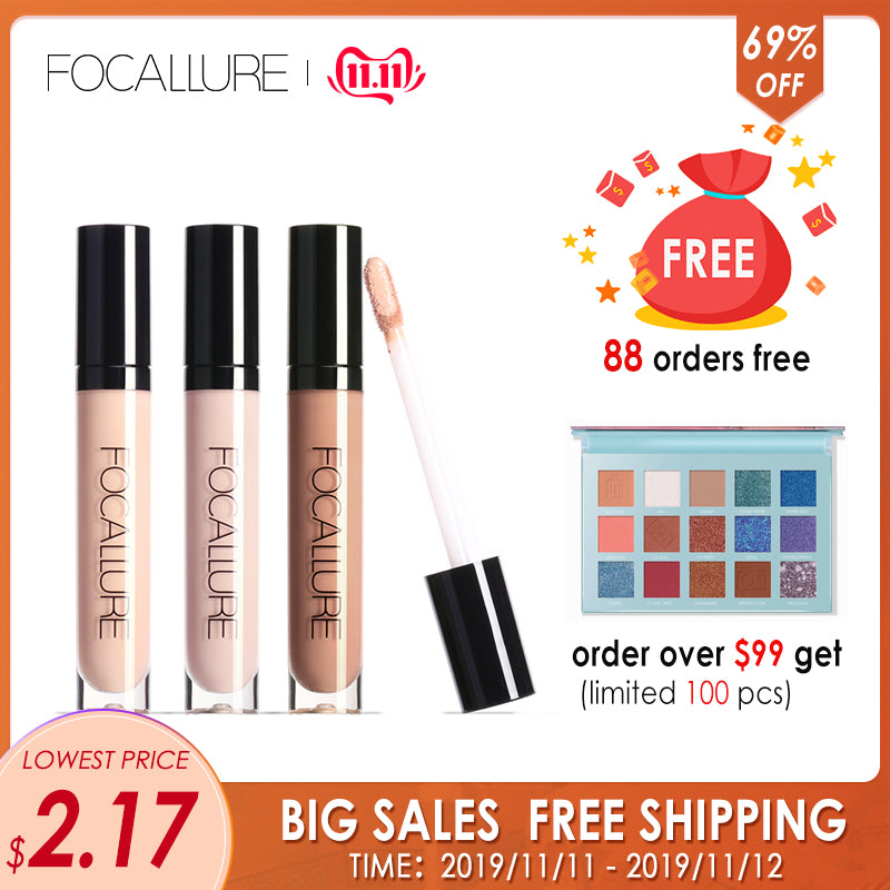 FOCALLURE Full Coverage Makeup Liquid Concealer Convenient Eye Concealer Cream Waterproof Make Up Base Cosmetic Concealer