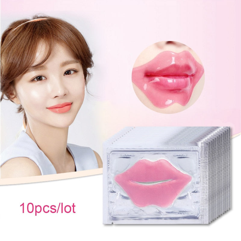 10Pcs Beauty Super Lip Plumper Pink Crystal Collagen Lip Mask Patches Moisture Essence Wrinkle Ance korean Cosmetics Skin Care