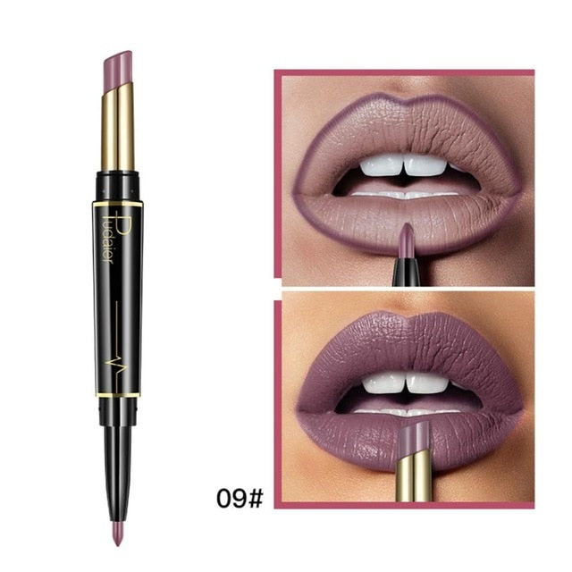 Pudaier Double End Matte lipsticks Lipliner Set Makeup Waterproof Long Lasting Red Lip Liner Pencil Labiales Beauty Cosmetics