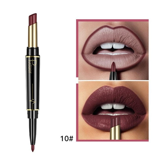 Pudaier Double End Matte lipsticks Lipliner Set Makeup Waterproof Long Lasting Red Lip Liner Pencil Labiales Beauty Cosmetics