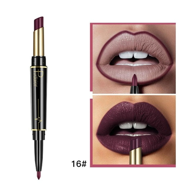 Pudaier Double End Matte lipsticks Lipliner Set Makeup Waterproof Long Lasting Red Lip Liner Pencil Labiales Beauty Cosmetics