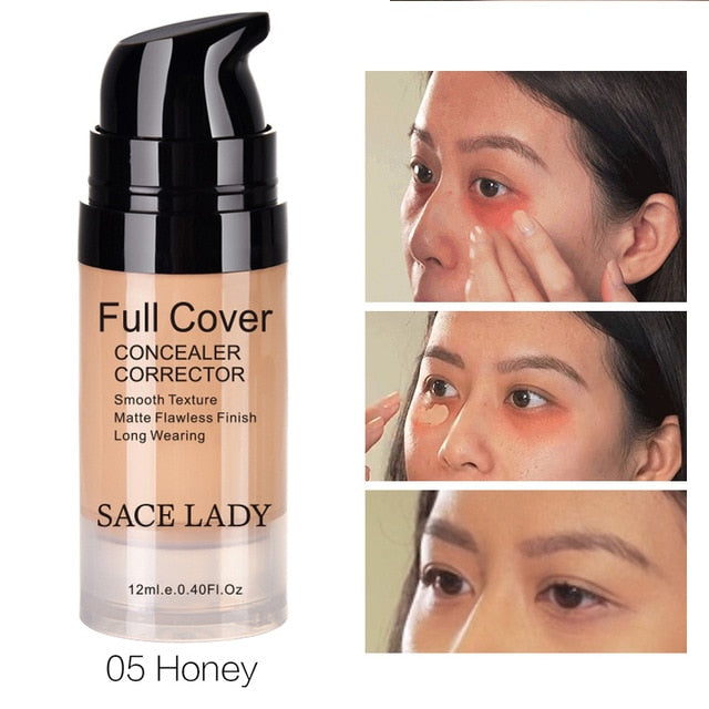 SACE LADY Full Cover Face Liquid Concealer Makeup Eye Dark Circles Cream Facial Corrector Waterproof Make Up Base Foundation