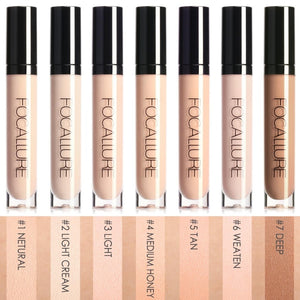 FOCALLURE Liquid Concealer Makeup Full Cover Make Up Base Eye Dark Circles Natural Cosmetics